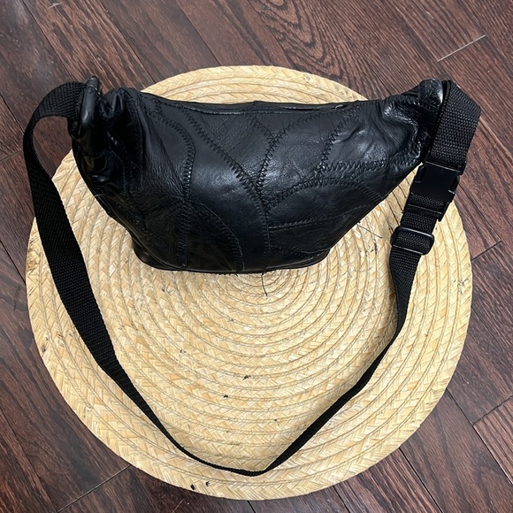 Vintage Y2k Patched Work Leather 5 Zippered Funny Pack - Picture 9 of 15